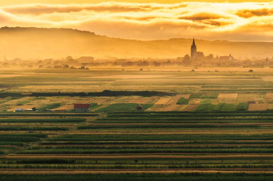 The village of Orlat in early morning, Romania.