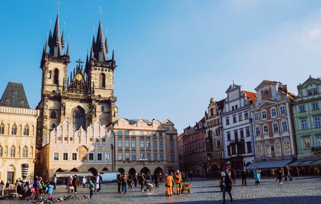 Old Town Square in Prague on a winter day