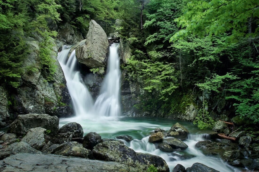 Hiking in the Berkshires: Small waterfall at Bash Bish Falls