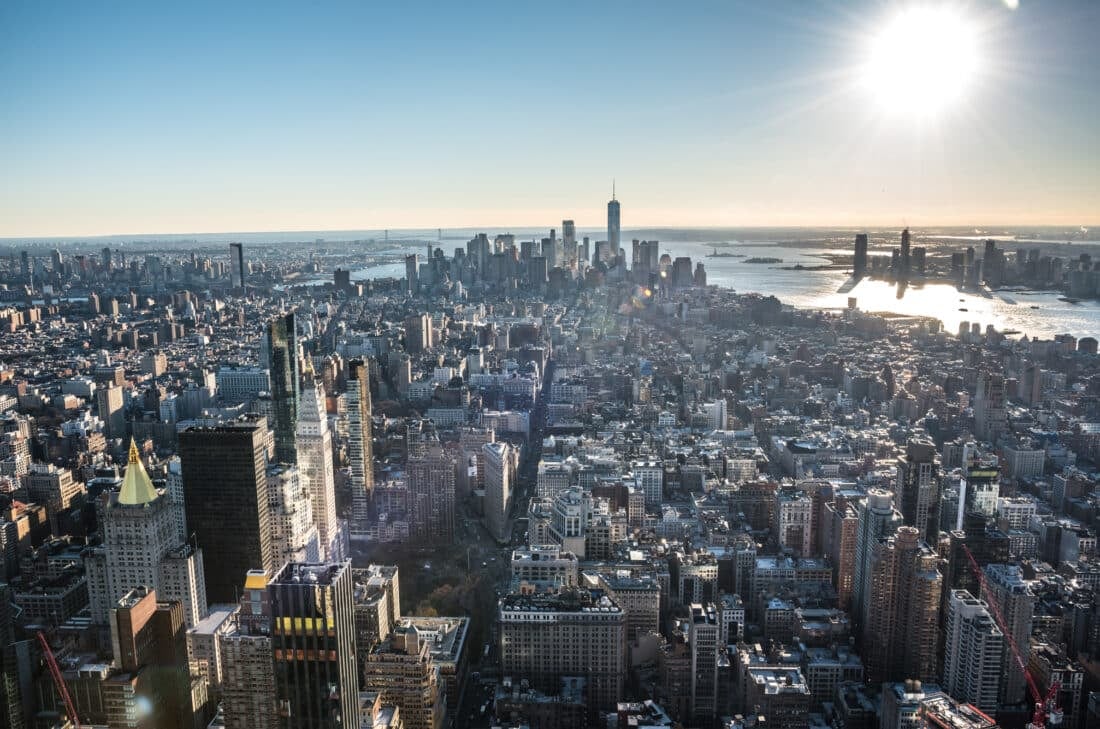 View of Mid-town and lower Manhattan from on top of the Empire State Building