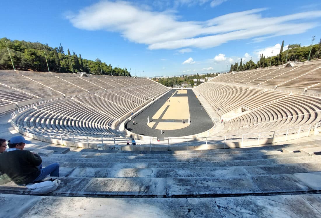 View from the top of the Panathenaic Stadium in Athens Greece